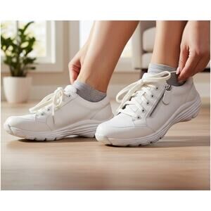 Nurse Mates Vigor Nursing Shoes Womens 6.5 White Leather Zip Comfort Work